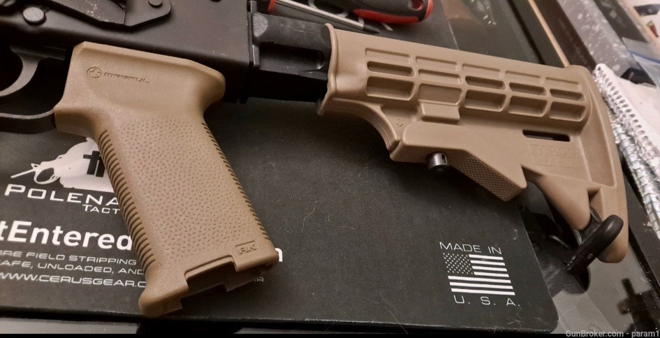Ak stock and grip Magpul fde pistol grip with ar style buttstock with tube-img-1