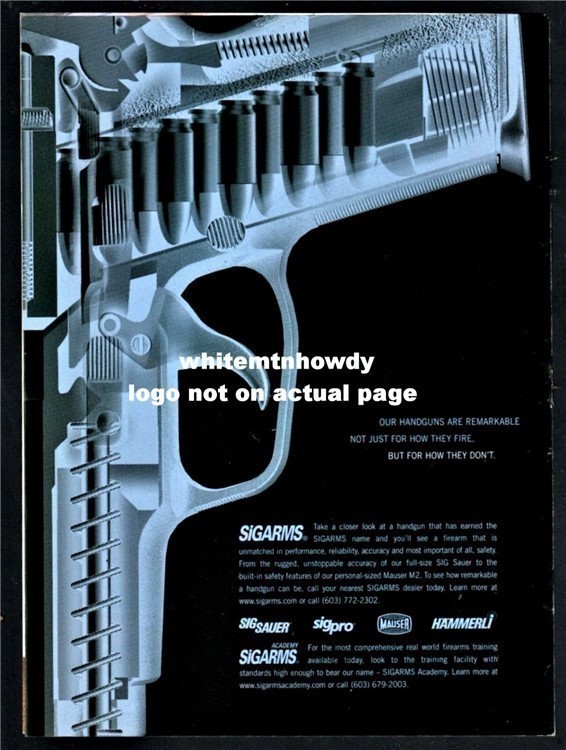 2002 SIGARMS Sig Pistol Cutaway View PRINT AD Gun Advertising-img-0