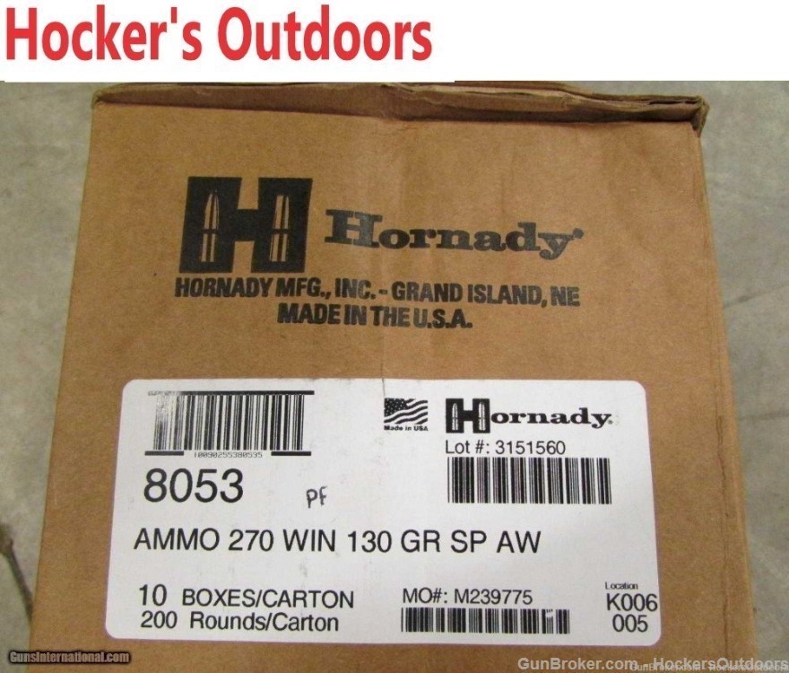 200 Rounds Hornady American Whitetail 270 WIN 130GR SP 8053-img-1