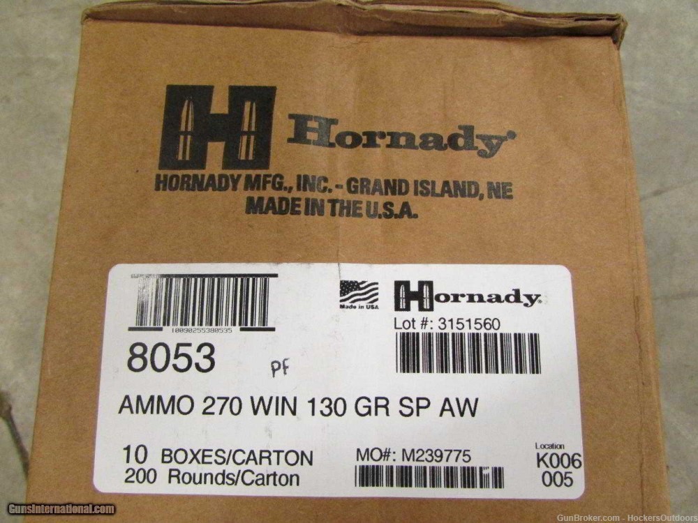 200 Rounds Hornady American Whitetail 270 WIN 130GR SP 8053-img-0