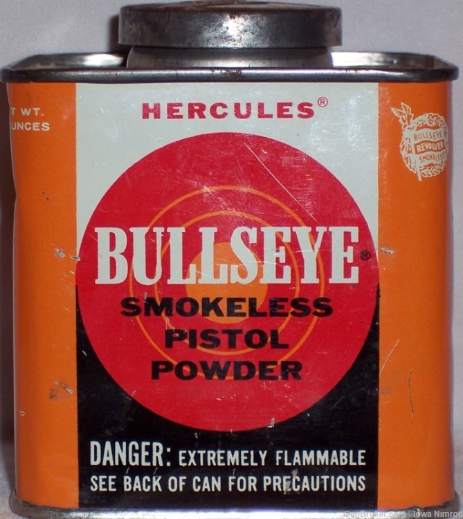 Hercules Bullseye Smokeless Gun Powder 11 Ounce Steel Canister-img-0
