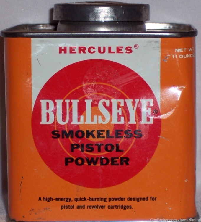 Hercules Bullseye Smokeless Gun Powder 11 Ounce Steel Canister-img-4