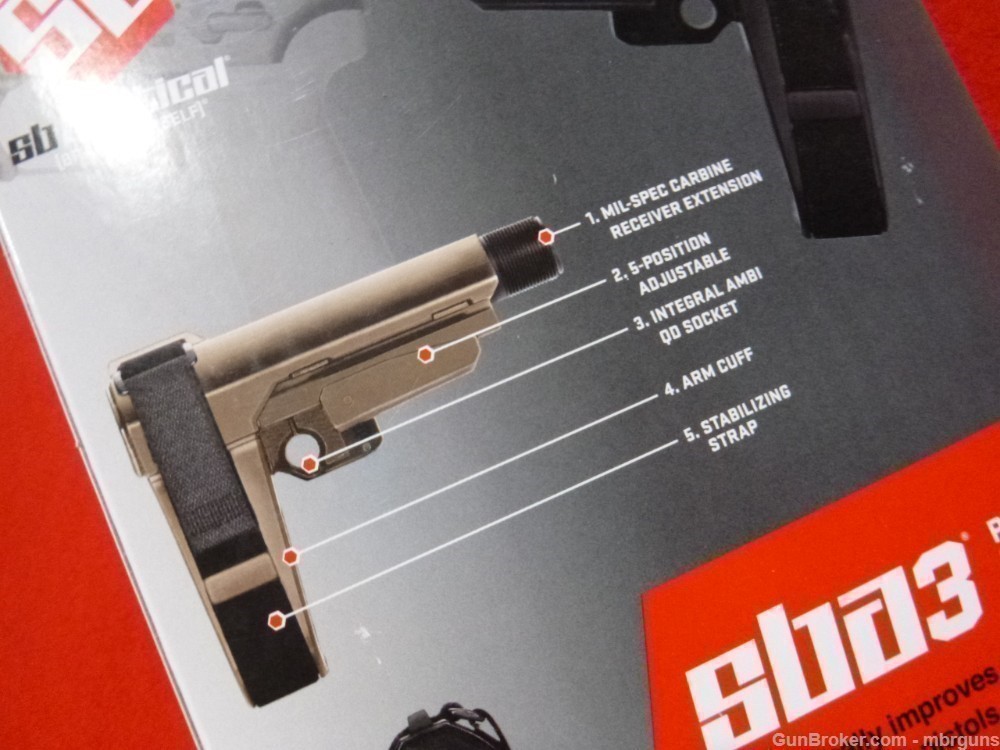 SBA3 SB Tactical AR Pistol Brace w/ Adjustable Buffer Tube Black SBA3-01-SB-img-2