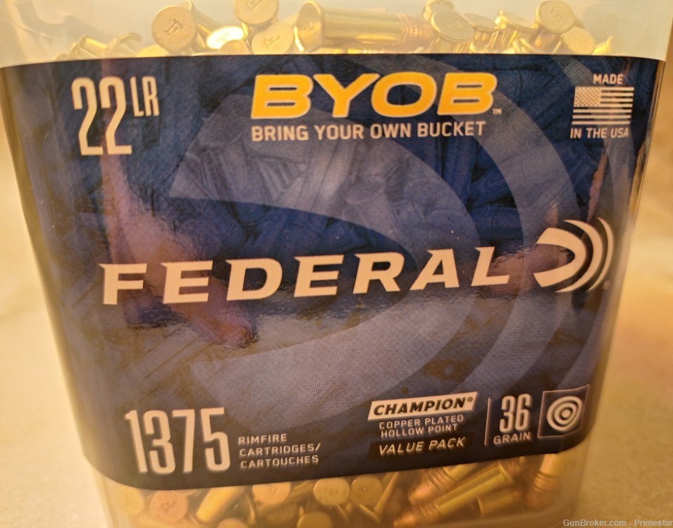 22LR AMMO 1375 ROUNDS BULK BUCKET BYOB 22 LR 36gr HP Federal box ammunition-img-4
