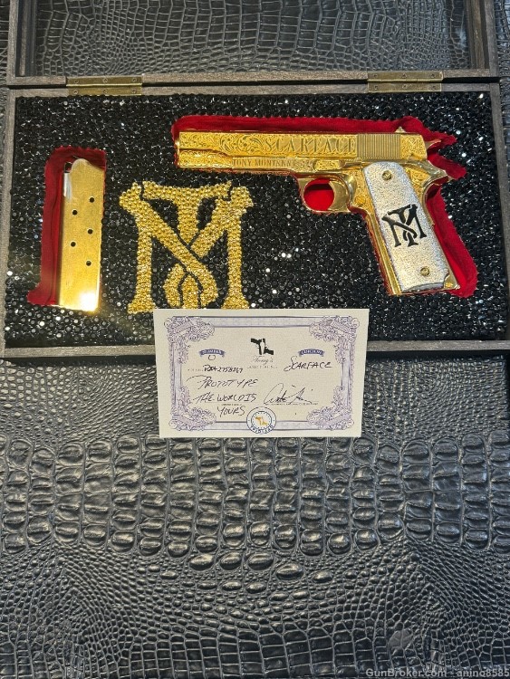1911 45ACP GOLD ENGRAVED SCARFACE -img-1