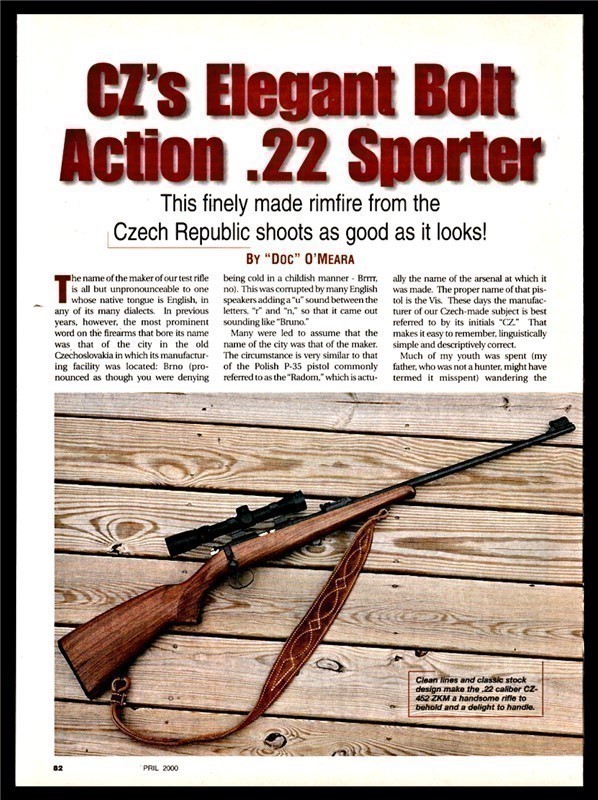 2000 CZ Bolt Action .22 Sporter Rifle 4-pg Article-img-0