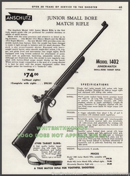 1954 ANSCHUTZ 1402 Junior Print Rifle AD-img-0