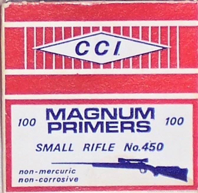 CCI No. 450 MSRP Magnum Small Rifle Primers 100 Piece Trays #50017 / 0017-img-0