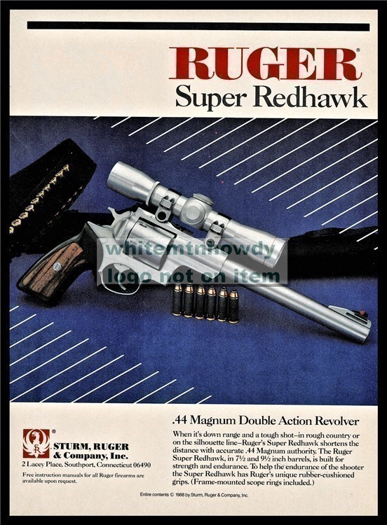 1990 RUGER Super Redhawk Revolver PRINT AD-img-0