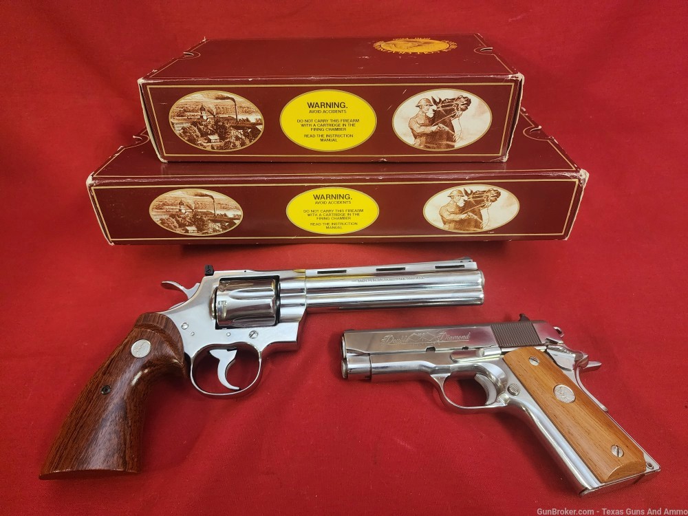 GRAIL! SERIAL# 13! COLT DOUBLE DIAMOND PYTHON AND OFFICERS MODEL 1911 SET-img-0
