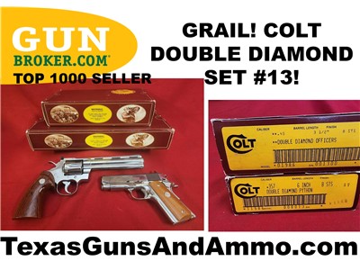 GRAIL! SERIAL# 13! COLT DOUBLE DIAMOND PYTHON AND OFFICERS MODEL 1911 SET