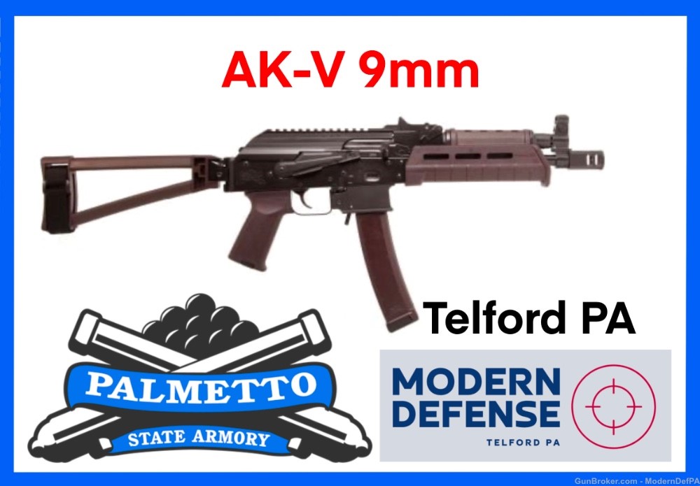 Palmetto State Armory Plum Polymer Magpul PSA AKV AK-V 9mm 10.5" Pistol PA-img-0