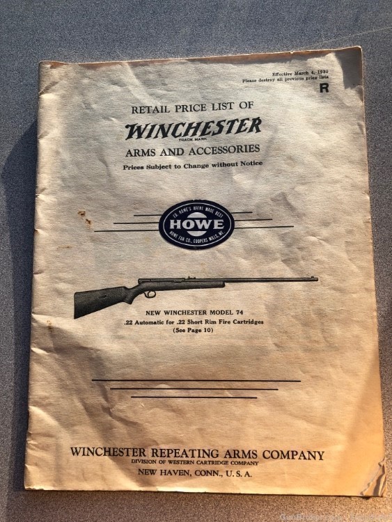 Orig 1939 WINCHESTER 34P. Arms Access CATALOG Price List Model 12 21 Extras-img-0