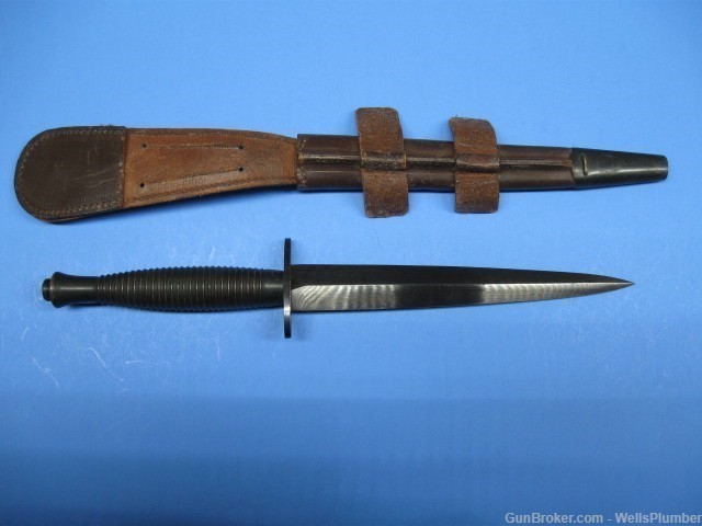 BRITISH WWII 3RD PATTERN F/S STILETTO FIGHTING KNIFE WITH SCABBARD-img-1