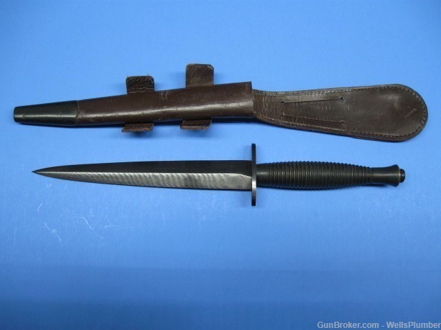 BRITISH WWII 3RD PATTERN F/S STILETTO FIGHTING KNIFE WITH SCABBARD-img-0