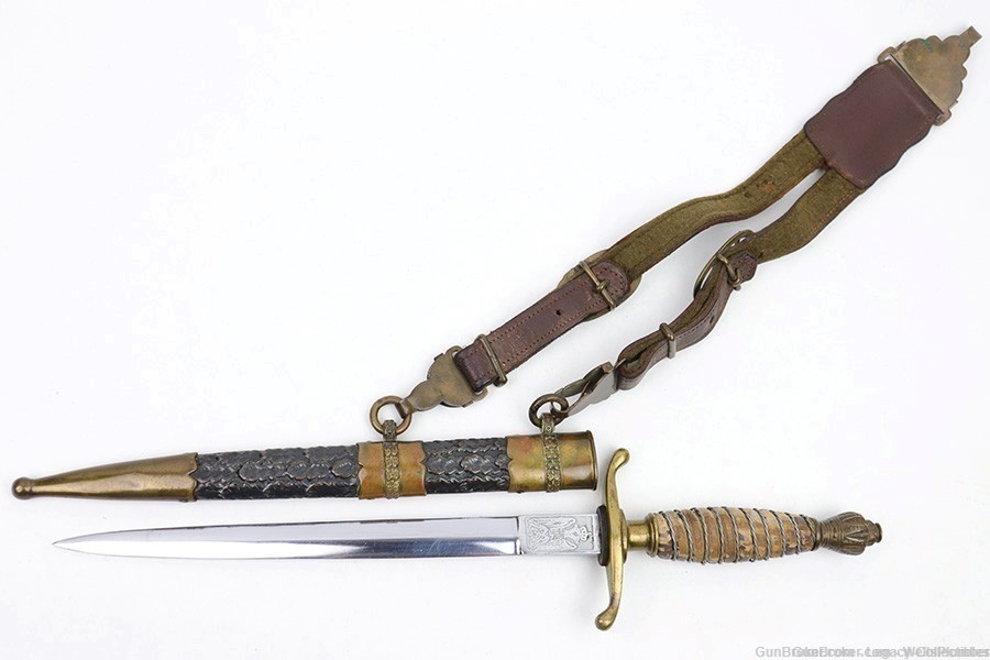 YUGOSLAVIA WWII MODEL 1939 ARMY OFFICERS DAGGER WITH SCABBARD & HANGERS-img-2