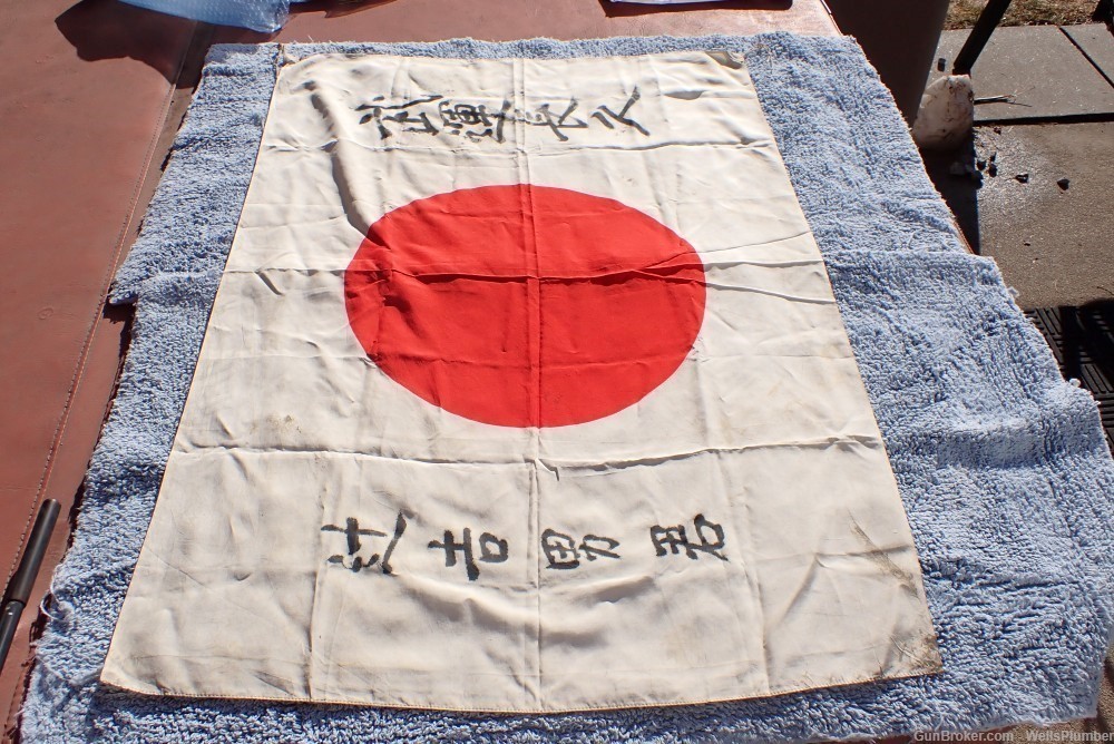 JAPANESE WWII HINOMARU MEATBALL FLAG W/ SIGNED KANJI CHARACTERS JAP WW2 -img-1