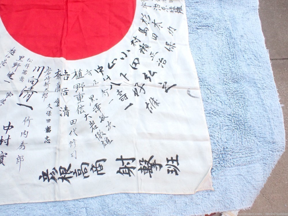 WW2 JAPANESE HINOMARU MEATBALL FLAG W/ SIGNED KANJI CHARACTERS NICE MARKING-img-6