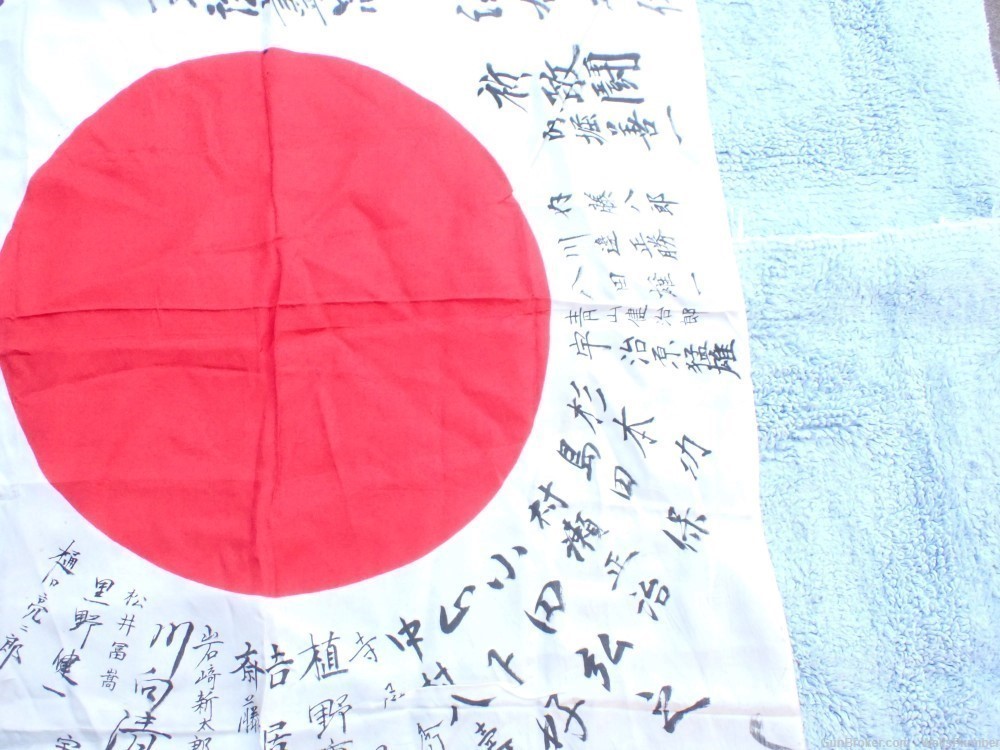 WW2 JAPANESE HINOMARU MEATBALL FLAG W/ SIGNED KANJI CHARACTERS NICE MARKING-img-7