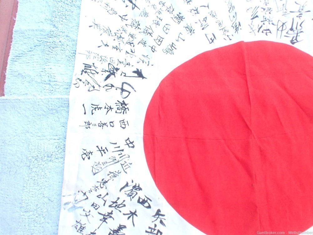 WWII IMPERIAL JAPANESE HINOMARU MEATBALL FLAG W/ SIGNED KANJI CHARACTERS-img-4