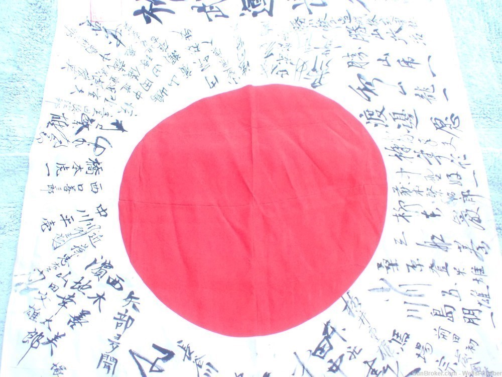 WWII IMPERIAL JAPANESE HINOMARU MEATBALL FLAG W/ SIGNED KANJI CHARACTERS-img-12