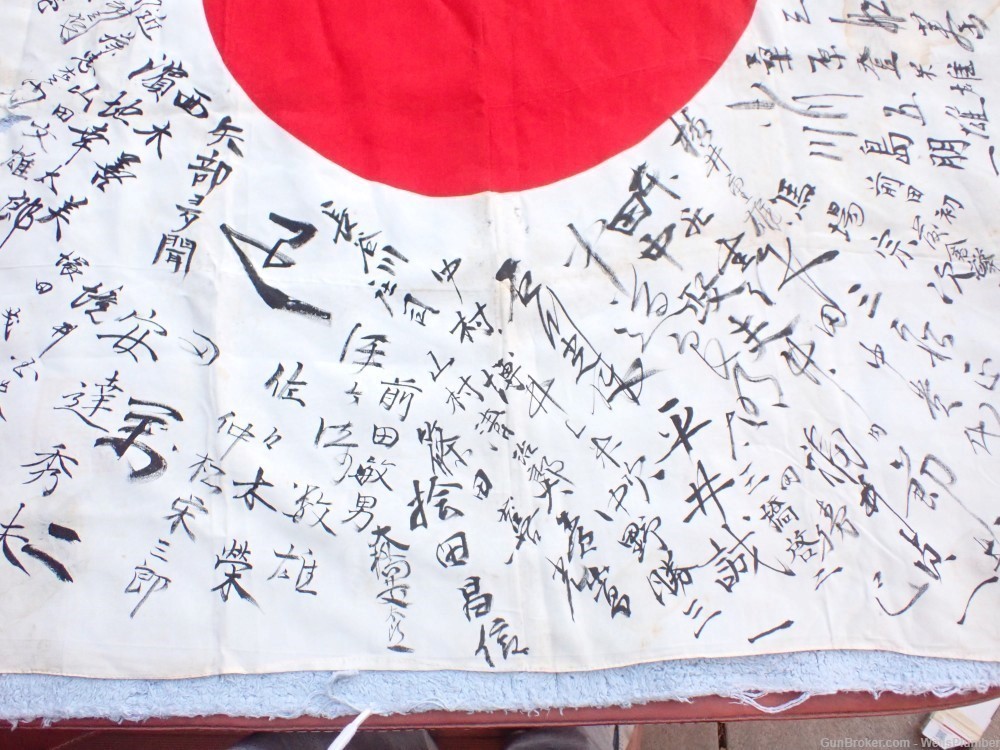 WWII IMPERIAL JAPANESE HINOMARU MEATBALL FLAG W/ SIGNED KANJI CHARACTERS-img-6
