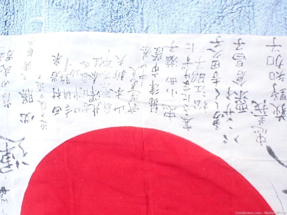 WWII JAPANESE HINOMARU MEATBALL FLAG W/ SIGNED KANJI CHARACTERS (VERY NICE)-img-14