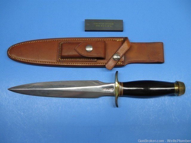 US VIETNAM RANDALL MODEL 2 FIGHTING KNIFE w/ ORIGINAL LEATHER SHEATH (MINT)-img-0