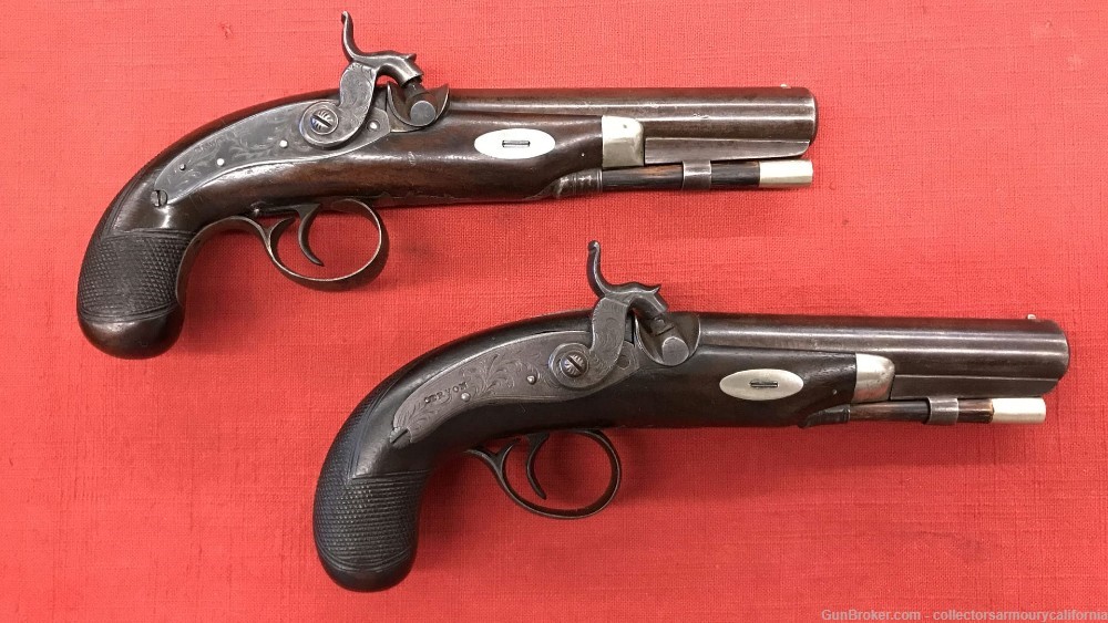 Cased Set Of Percussion Derringer Style Pocket Pistols By Tryon C 1850-img-5