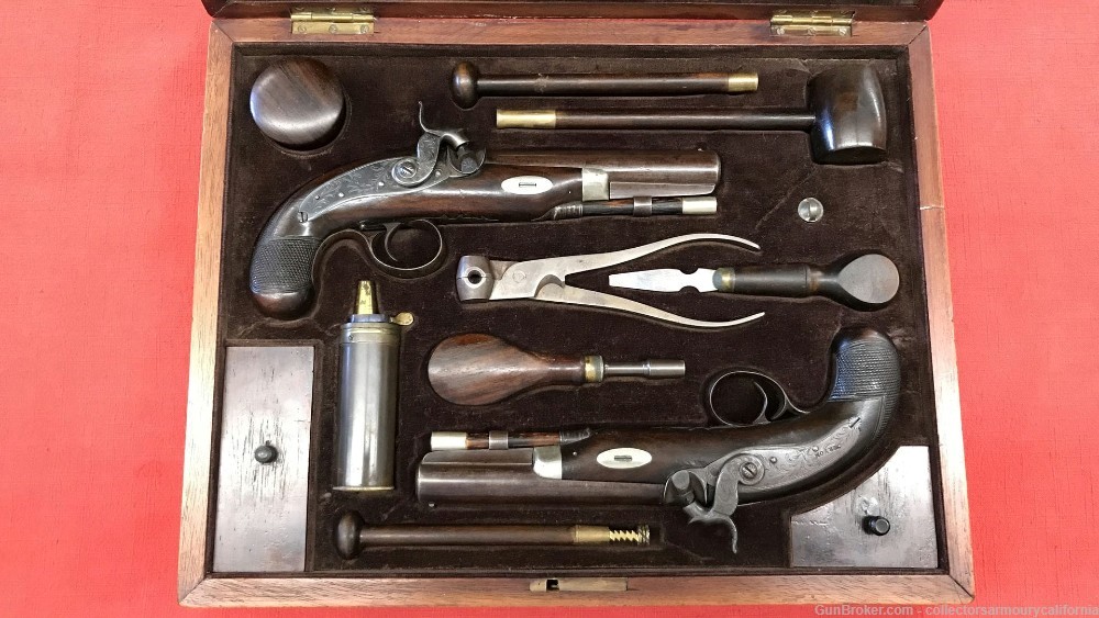 Cased Set Of Percussion Derringer Style Pocket Pistols By Tryon C 1850-img-2