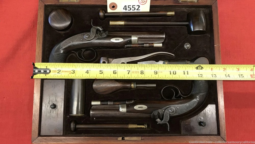 Cased Set Of Percussion Derringer Style Pocket Pistols By Tryon C 1850-img-29
