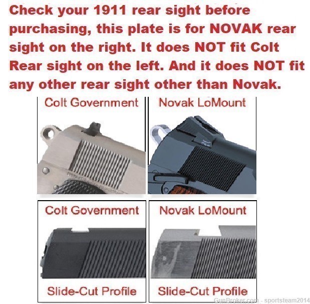 Red Dot Optic Adapter Mount Plate for 1911 pistol with NOVAK REAR SIGHT -img-1