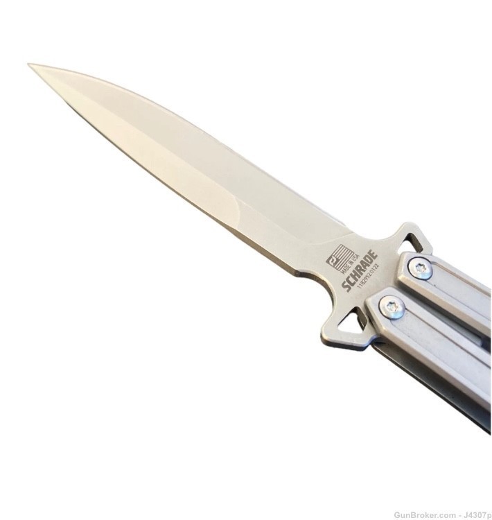 SCHRADE ALKEMYST BEAD BLASTED 4" D2 CLIP POINT BUTTERFLY POCKET KNIFE BNIB -img-2