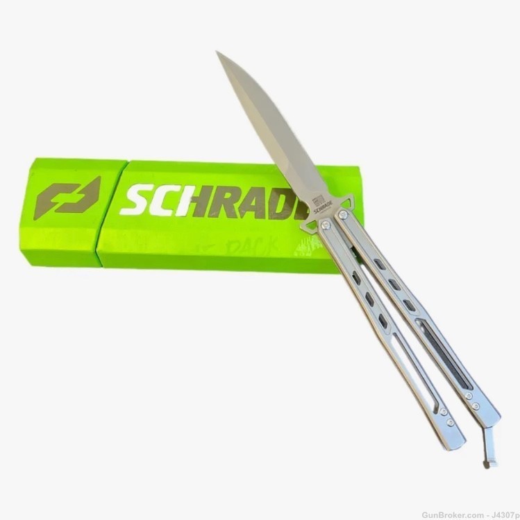 SCHRADE ALKEMYST BEAD BLASTED 4" D2 CLIP POINT BUTTERFLY POCKET KNIFE BNIB -img-0