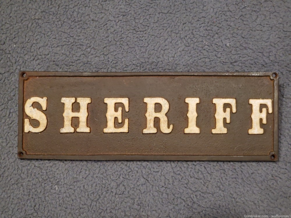 Old West Style Cast Iron 1870's " SHERIFF  "Antique Looking Plaque-img-0
