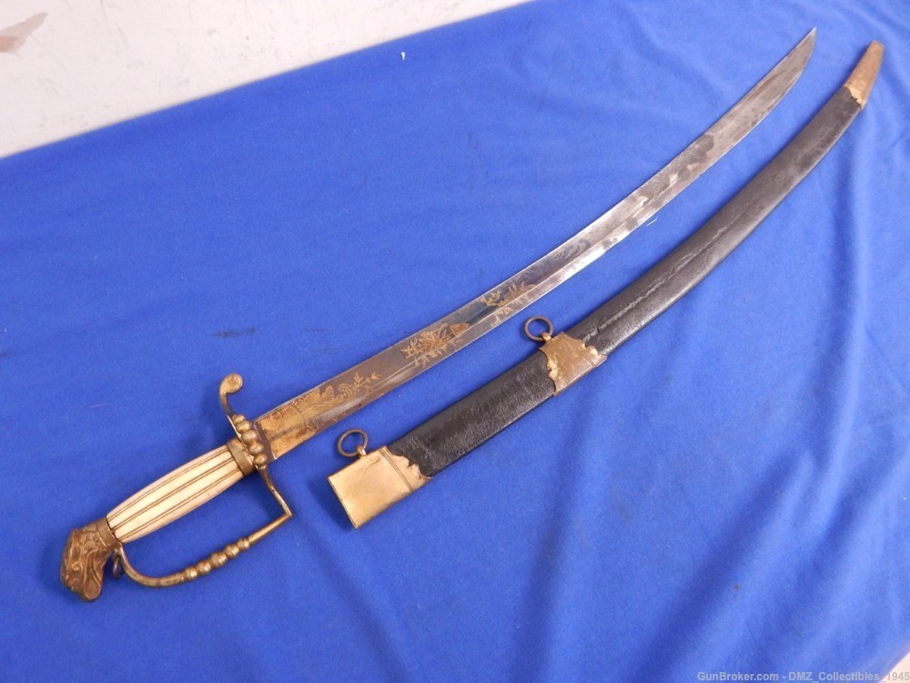 1820s-30s Eagle Head Officers Sword with Scabbard-img-0