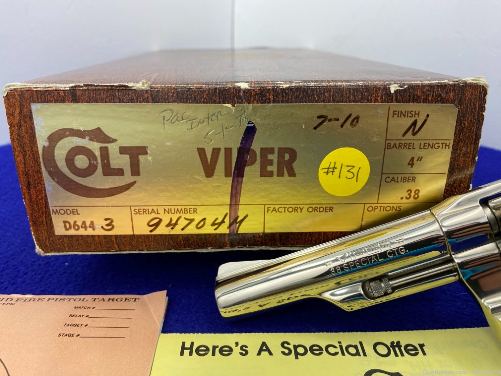 1977 Colt Viper .38spl Nickel -HOLY GRAIL COLLECTOR SNAKE- 1st Year.-img-2