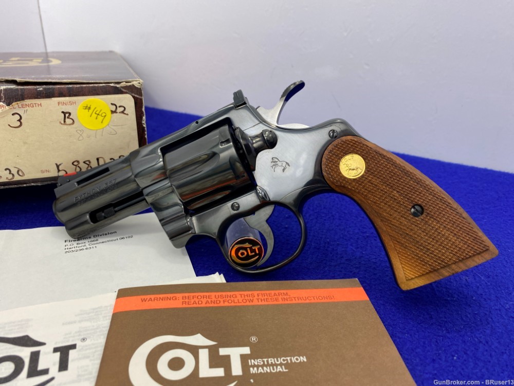 Colt Python .357 Mag Blue *HOLY GRAIL 3" PYTHON* Collector Grade Condition-img-4