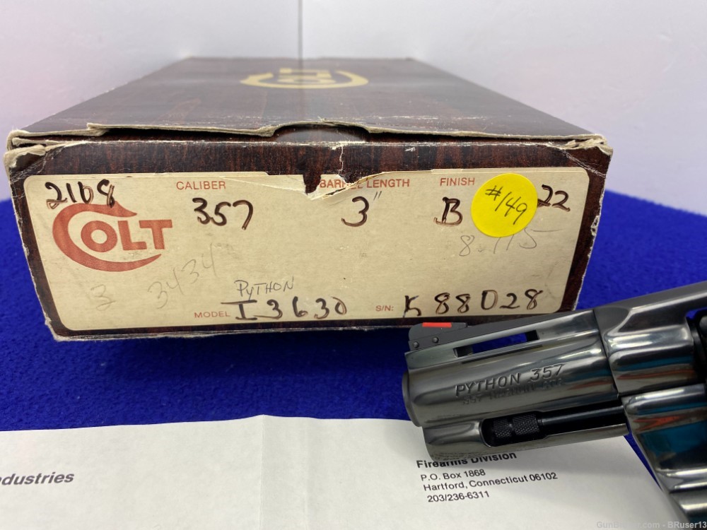 Colt Python .357 Mag Blue *HOLY GRAIL 3" PYTHON* Collector Grade Condition-img-2