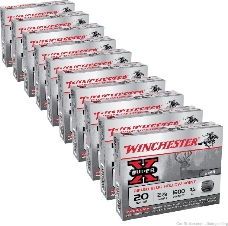 50 Rds Winchester 20ga Rifled Slug Shotgun Ammo 20 Gauge Personal Defense-img-0