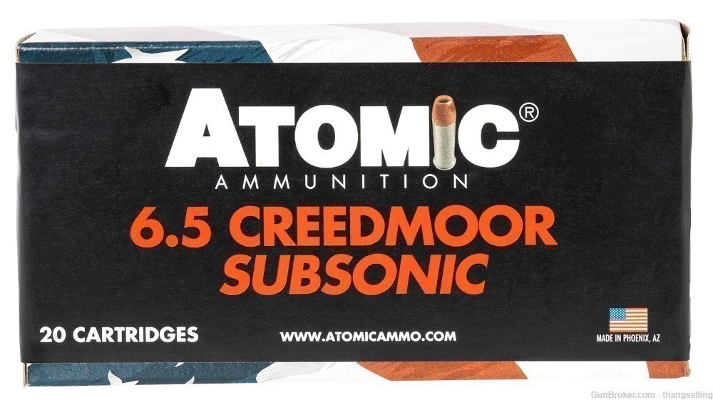 40 Rounds Atomic 6.5 Creedmoor JHP SUBSONIC Ammo 129 Gr LOW RECOIL / NOISE-img-0