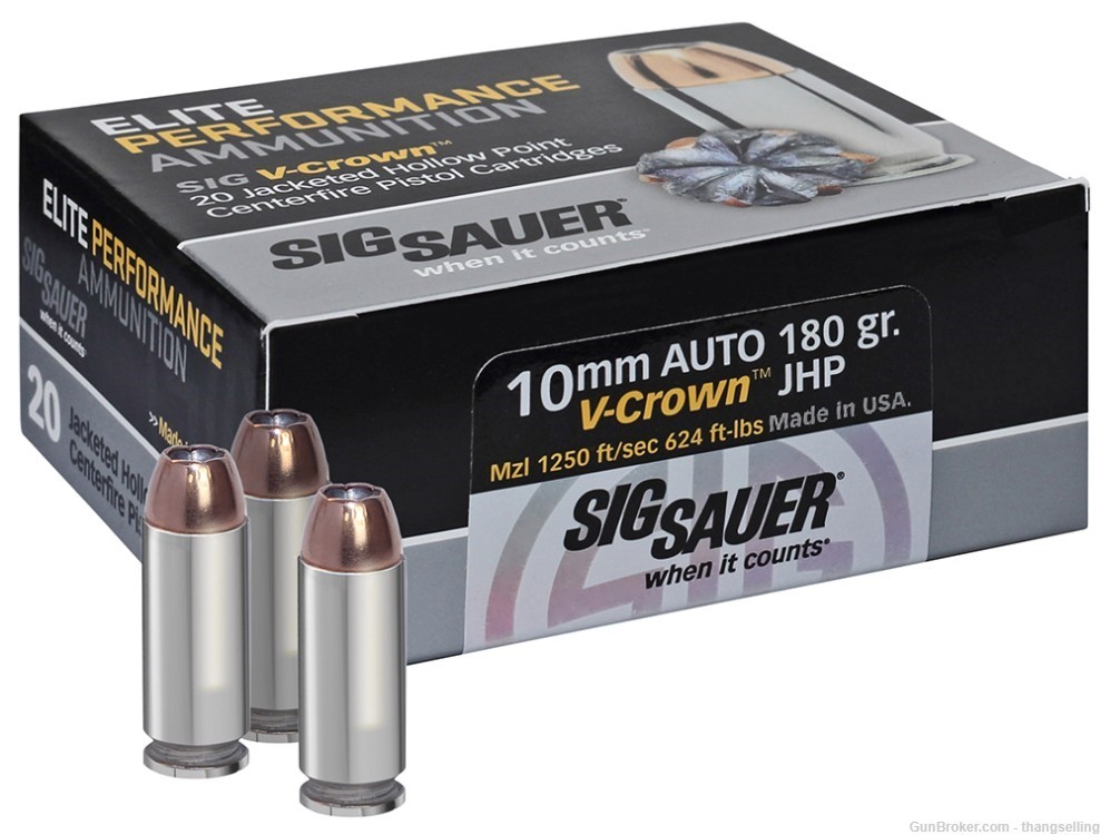 60 Rds Sig Sauer 10mm Personal Defense HOLLOW POINT Ammo 180gr JHP 10 mm-img-0