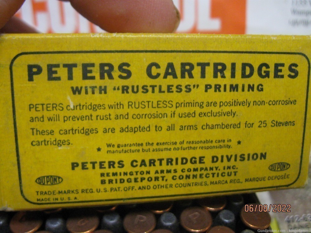 Rare Now 25 STEVENS Long Peters Rustless Excel 50rd Rimfire Ammo Bx No.2505-img-7