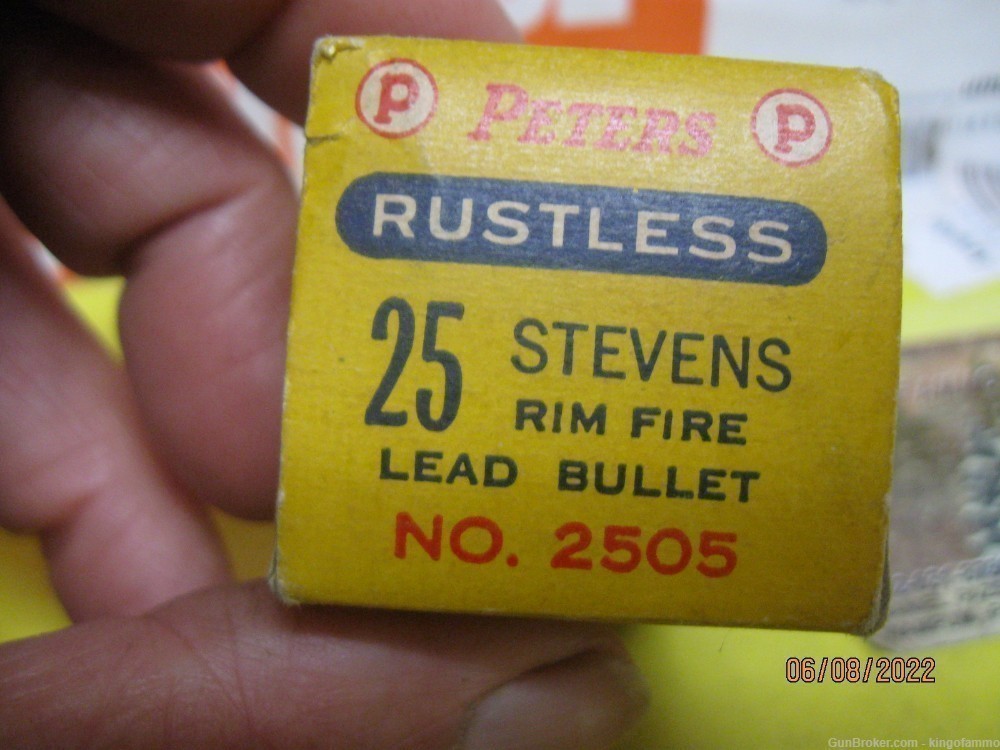 Rare Now 25 STEVENS Long Peters Rustless Excel 50rd Rimfire Ammo Bx No.2505-img-5
