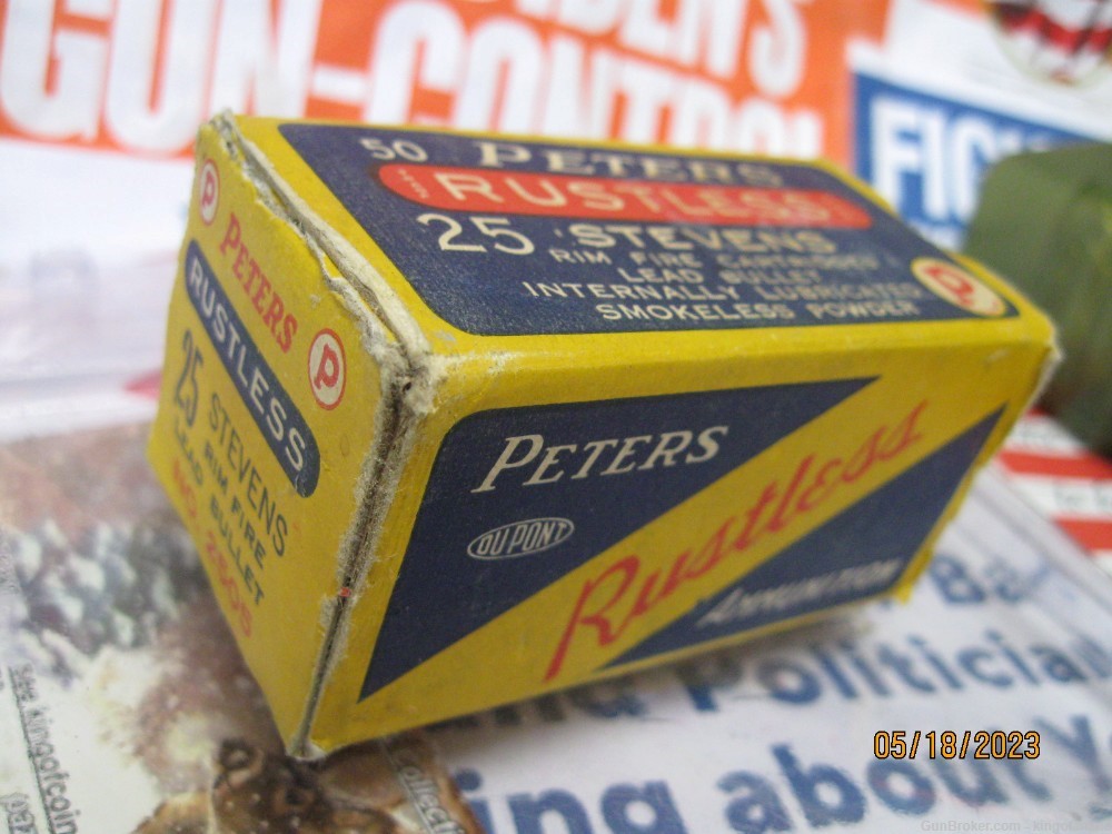 Rare Now 25 STEVENS Long Peters Rustless Excel 50rd Rimfire Ammo Bx No.2505-img-6