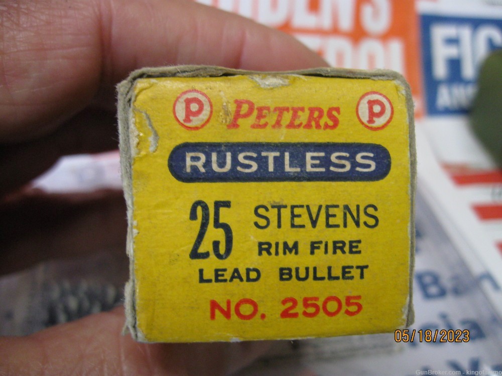 Rare Now 25 STEVENS Long Peters Rustless Excel 50rd Rimfire Ammo Bx No.2505-img-2