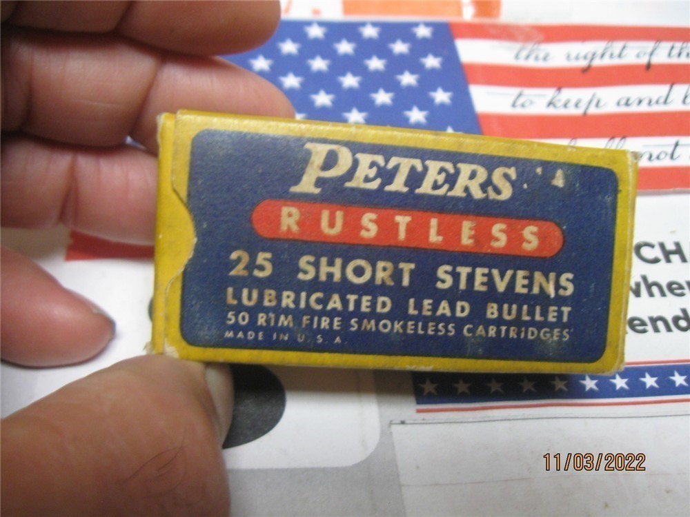 Scarce Now Peters Rustless 25 STEVENS Full 50rd Rimfire Lead Ammo Excellent-img-0