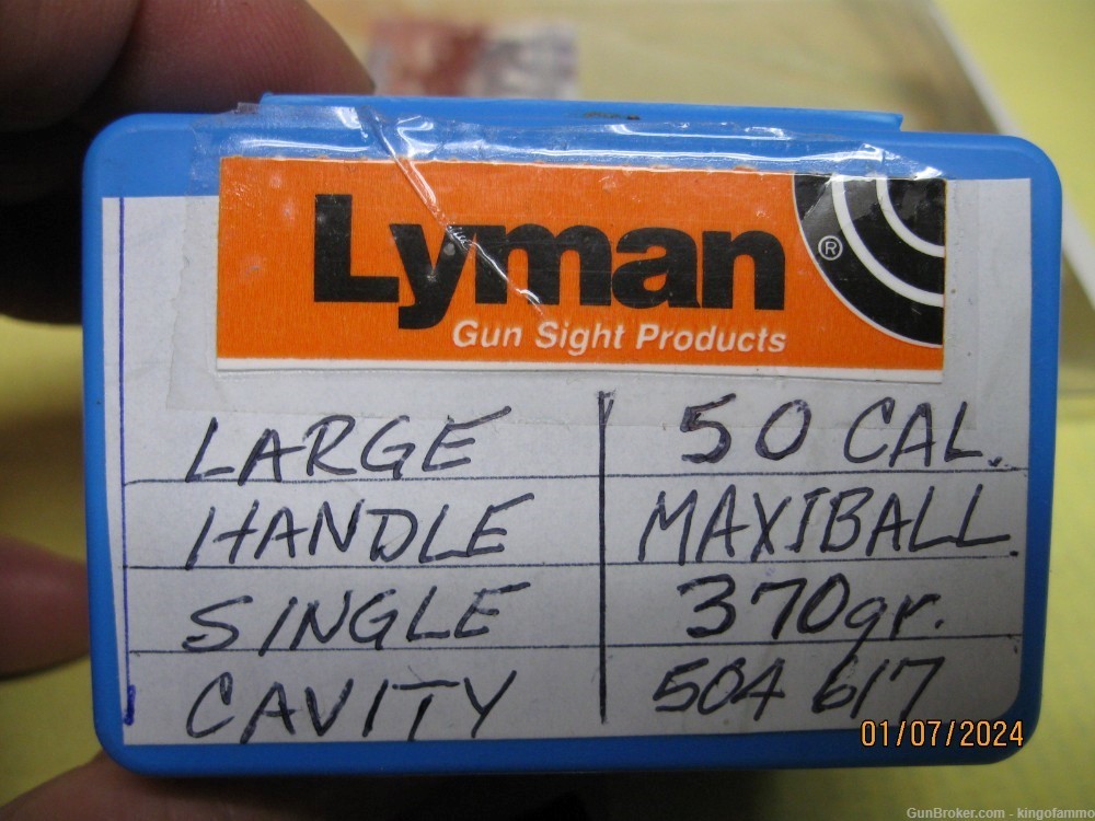 Lyman Bullet Mould #504617 IDEAL .50 Cal 370 gr Maxi Ball ; handles availab-img-1
