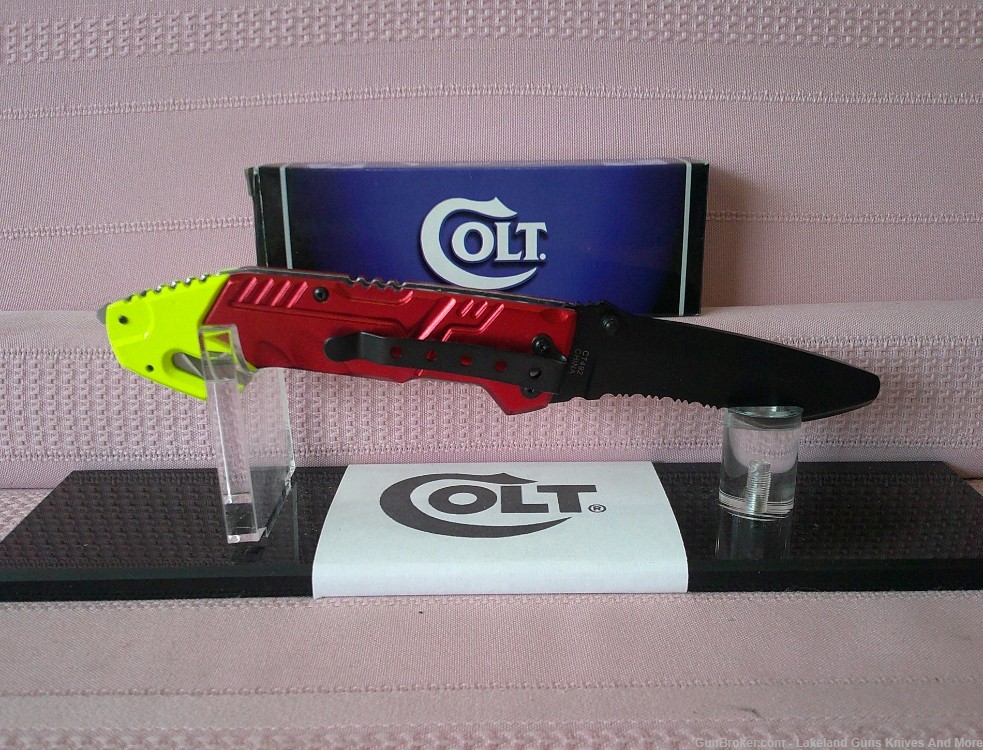 NIB Colt Emergency Rescue Knife W/Belt Cutter Glass Breaker & Pocket Clip!-img-2
