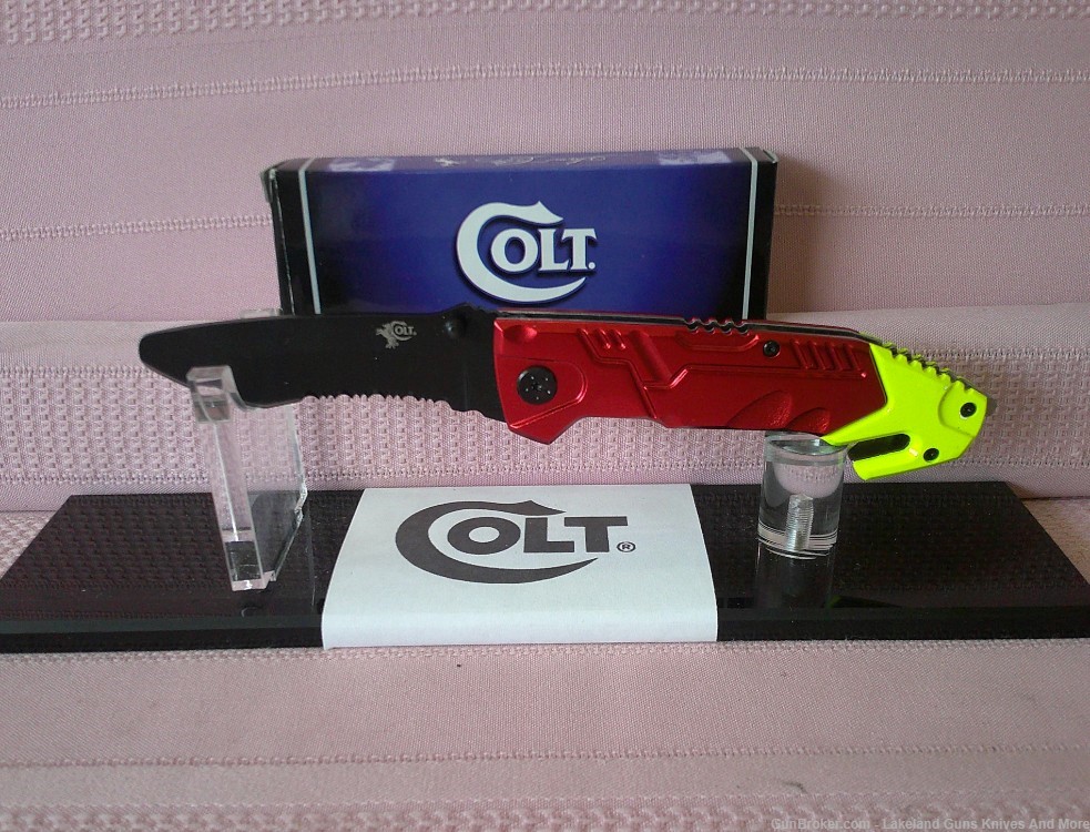 NIB Colt Emergency Rescue Knife W/Belt Cutter Glass Breaker & Pocket Clip!-img-0